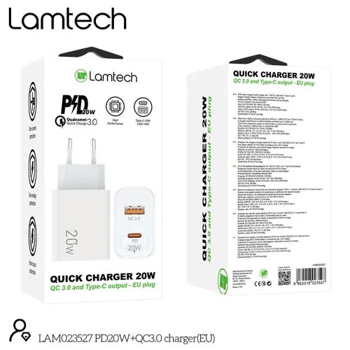 LAMTECH CHARGER USB QC3.0TYPE-C 20W