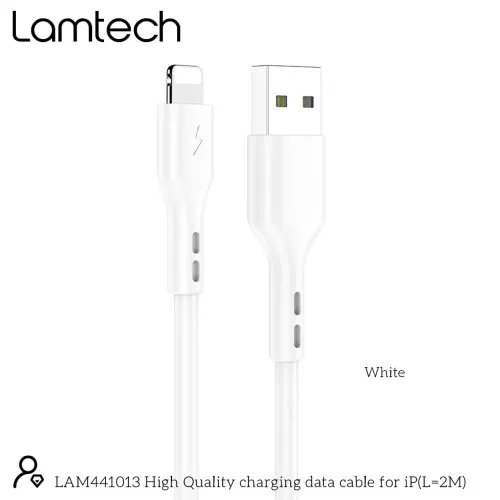LAMTECH CHARGING DATACABLE LIGHTNING 2m WHITE