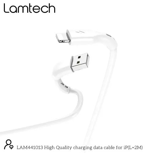 LAMTECH CHARGING DATACABLE LIGHTNING 2m WHITE