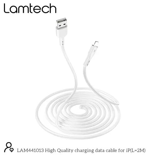 LAMTECH CHARGING DATACABLE LIGHTNING 2m WHITE