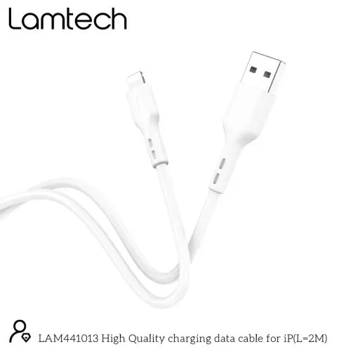 LAMTECH CHARGING DATACABLE LIGHTNING 2m WHITE