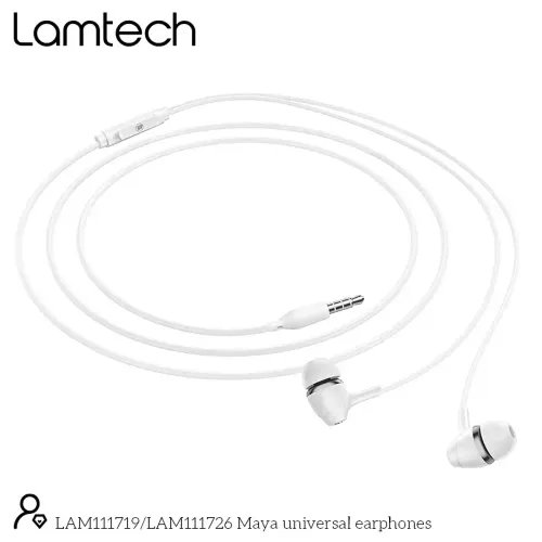 LAMTECH FASHIONABLE 35MM EARPHONES WITH MIC WHITE