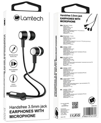 LAMTECH HANDSFREE WITH MIC 35MM JACK BLACK