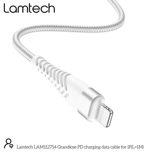 LAMTECH HQ UNBREAKABLE CABLE TYPE-C TO LIGHTNING WHITE 1M