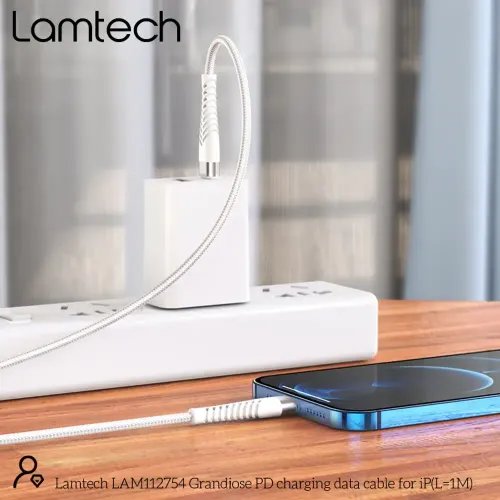 LAMTECH HQ UNBREAKABLE CABLE TYPE-C TO LIGHTNING WHITE 1M