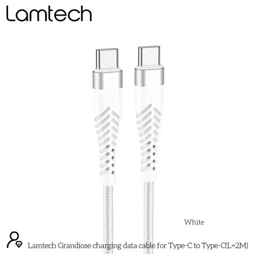 LAMTECH HQ UNBREAKABLE CABLE TYPE-C TO TYPE-C WHITE 2M