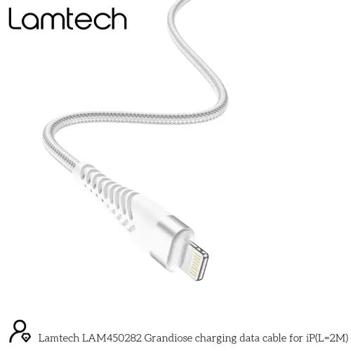 LAMTECH LIGHTNING TO USB HIGH QUALITY UNBREAKABLE CABLE SILVER 2M