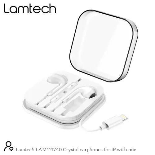 LAMTECH LIGHTNING WIRED EARPHONES WITH MICROPHONE WHITE