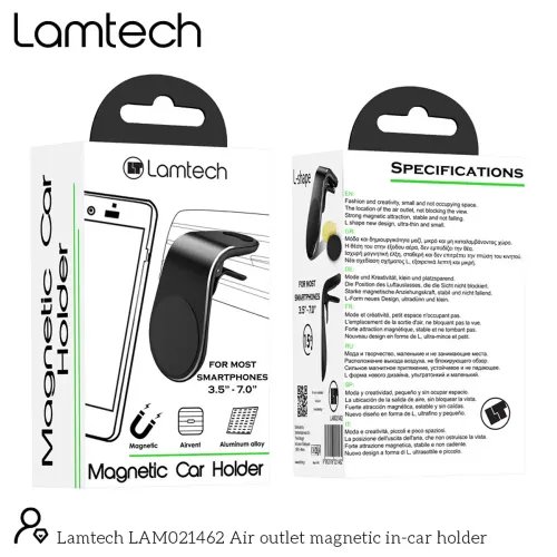 LAMTECH MAGNETIC CAR AIR VENT SMARTPHONE HOLDER WITH CLIP