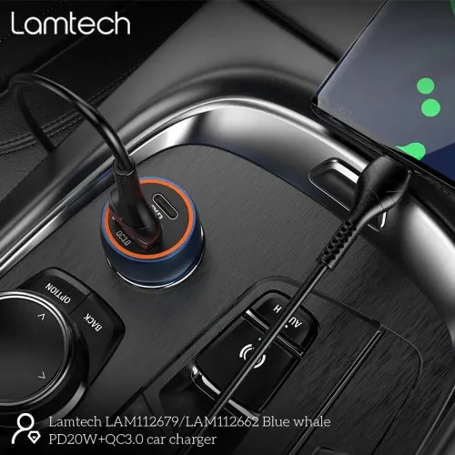 LAMTECH METAL CAR CHARGER QC3.0 PD20W METAL GRAY