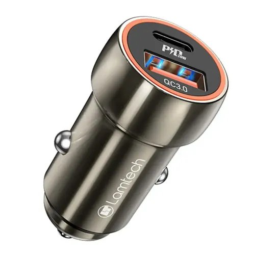 LAMTECH METAL CAR CHARGER QC3.0 PD20W METAL GRAY