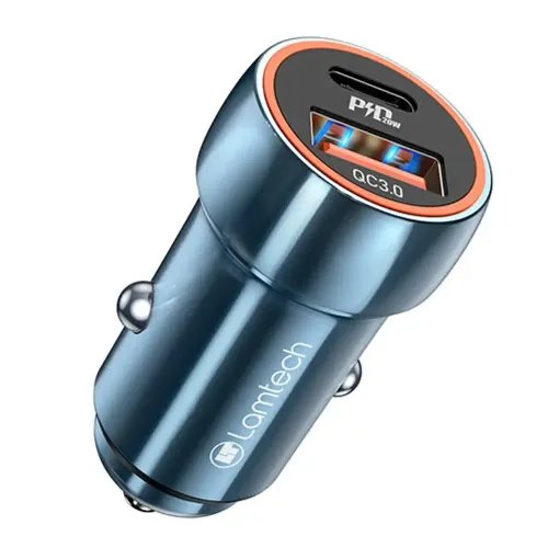 LAMTECH METAL CAR CHARGER QC3.0 PD20W SAPHIRE BLUE