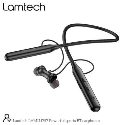 LAMTECH POWERFUL BLUETOOTH WIRELESS SPORTS EARPHONES BLACK