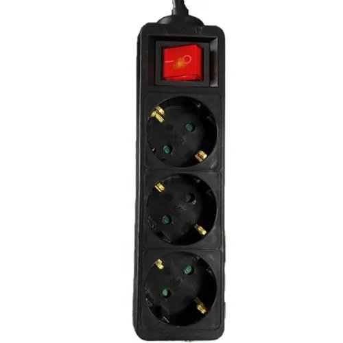 LAMTECH POWER STRIP WITH SWITCH 3 OUTLETS BLACK 1.5M