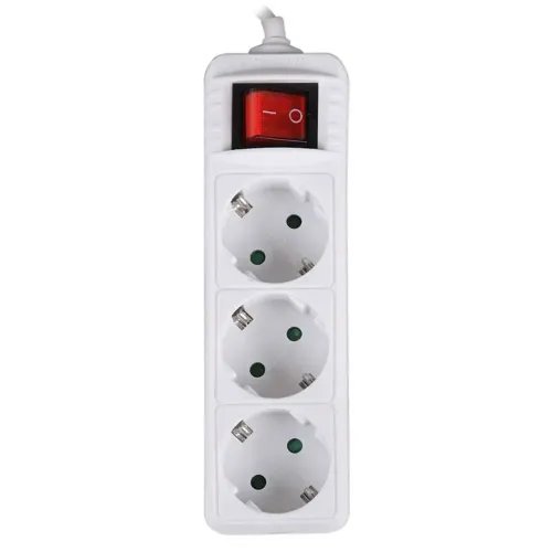 LAMTECH POWER STRIP WITH SWITCH 3 OUTLETS WHITE 3M