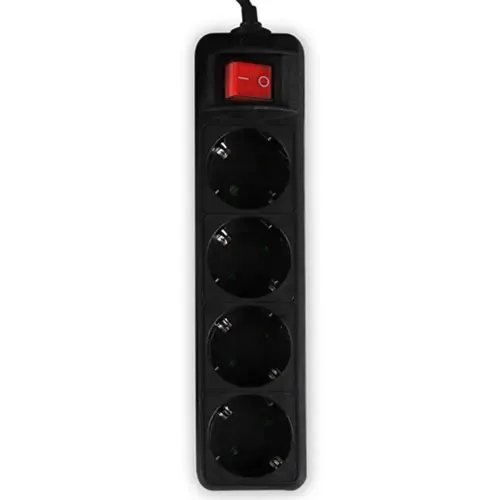 LAMTECH POWER STRIP WITH SWITCH 4 OUTLETS BLACK 1.5M