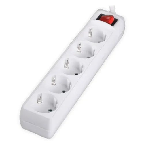 LAMTECH POWER STRIP WITH SWITCH 5 OUTLETS WHITE 1.5M