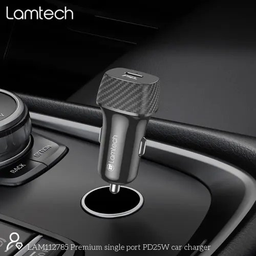 LAMTECH PREMIUM FAST IN-CAR CHARGER TYPE-C PD25W BLACK