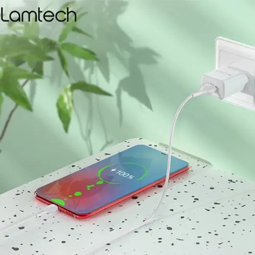 LAMTECH QUICK CHARGER USB3.0 18W WITH TYPE-C CABLE 1M WHITE