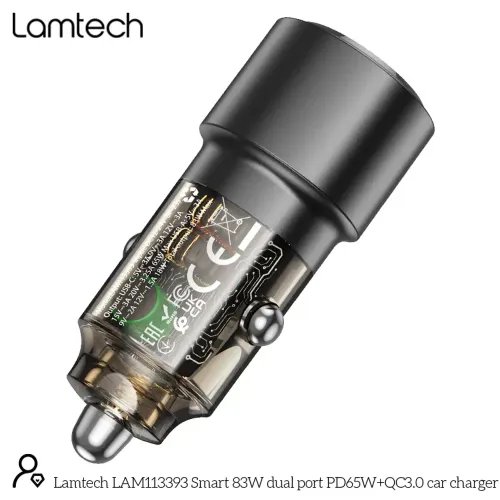 LAMTECH QUICK DUAL PORT MINI CAR CHARGER 83W