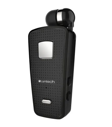 LAMTECH RETRACTABLE BT 5.0 CLIP ON HEADSET BLACK HANGING CORD