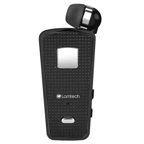 LAMTECH RETRACTABLE BT 5.0 CLIP ON HEADSET BLACK HANGING CORD