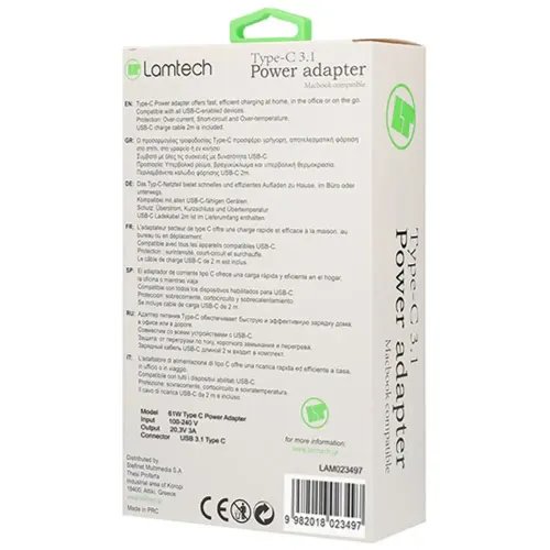 LAMTECH TYPE C 3.1 POWER ADAPTER 61W 203V 3A