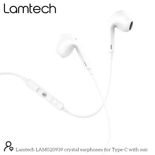 LAMTECH TYPE-C MOBILE EARPHONES WITH MICROPHONE WHITE