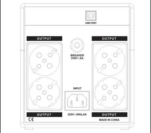 LAMTECH UPS WITH AVR 1200V CPU 2x12V7AHPLASTICUSB4 SCHUKO SOCKET