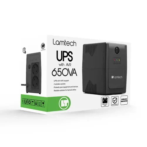 LAMTECH UPS WITH AVR 650VCPU 12V7AH 2 SCHUKO SOCKET