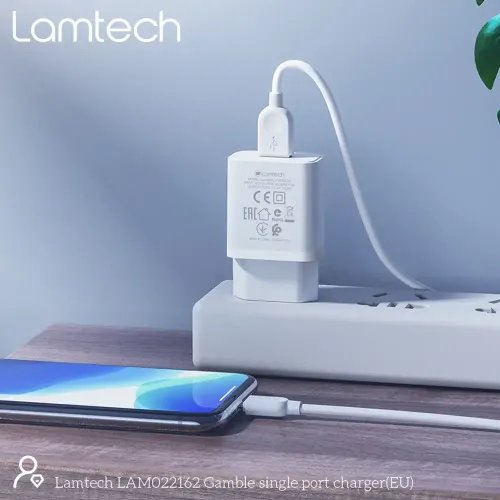 LAMTECH USB TRAVEL CHARGER 21A WHITE