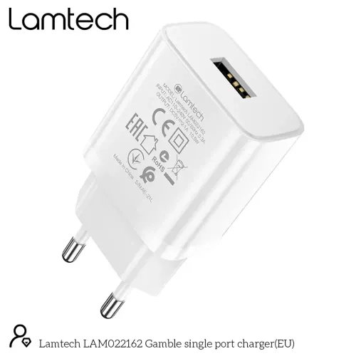 LAMTECH USB TRAVEL CHARGER 21A WHITE