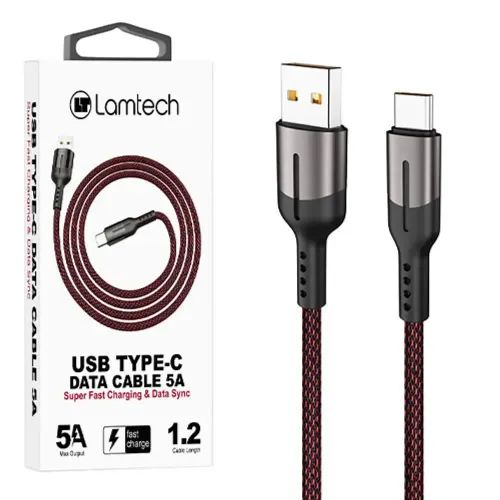 LAMTECH USB TYPE-C DATA CABLE 5A 12M BLACK