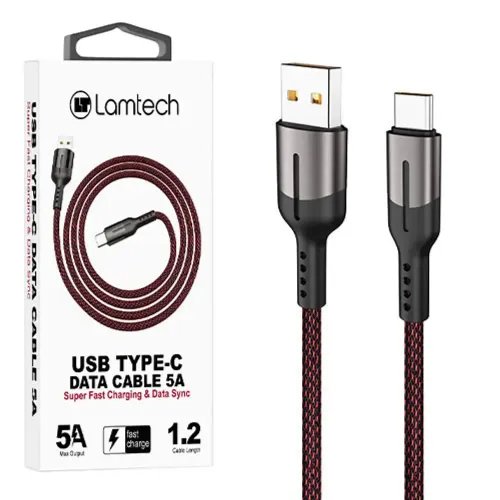 LAMTECH USB TYPE-C DATA CABLE 5A 12M BLACK