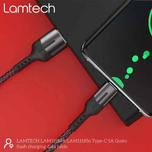 LAMTECH USB TYPE-C DATA CABLE 5A 12M BLACK