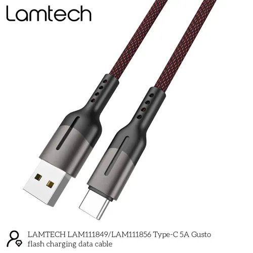 LAMTECH USB TYPE-C DATA CABLE 5A 12M BLACK