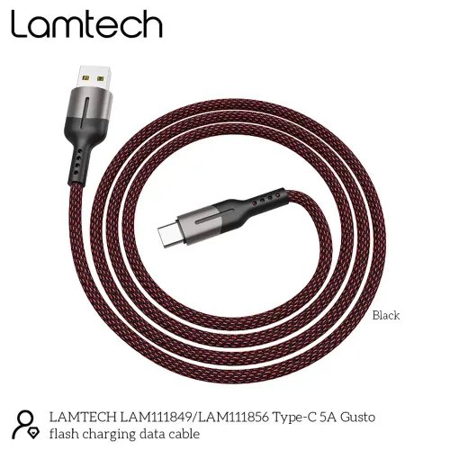 LAMTECH USB TYPE-C DATA CABLE 5A 12M BLACK