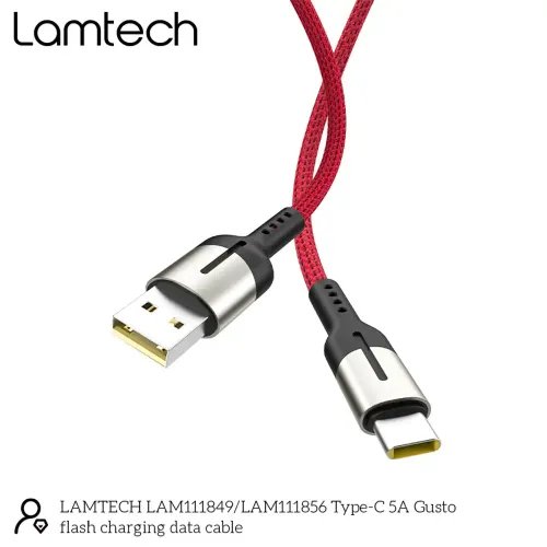 LAMTECH USB TYPE-C DATA CABLE 5A 12M RED