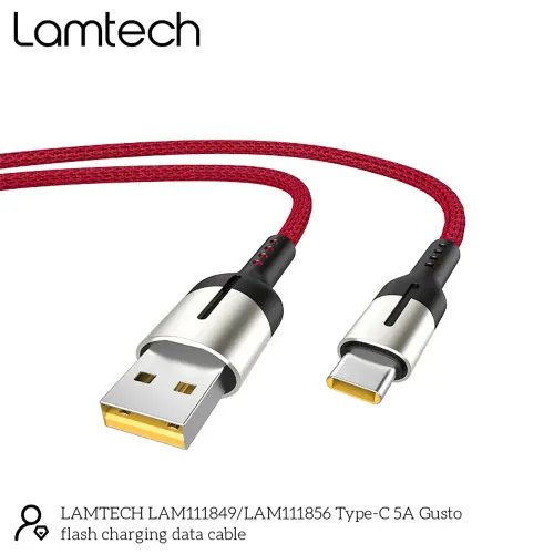 LAMTECH USB TYPE-C DATA CABLE 5A 12M RED