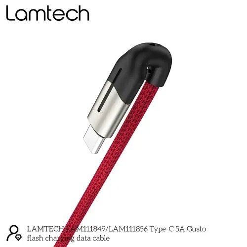 LAMTECH USB TYPE-C DATA CABLE 5A 12M RED