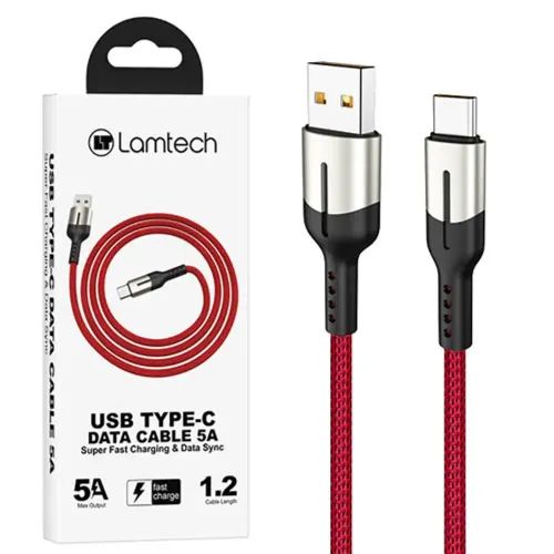 LAMTECH USB TYPE-C DATA CABLE 5A 12M RED