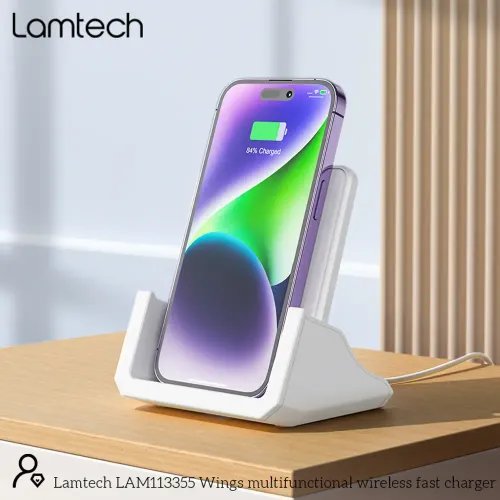 LAMTECH WIRELESS FAST CHARGER 15W WITH STAND WHITE