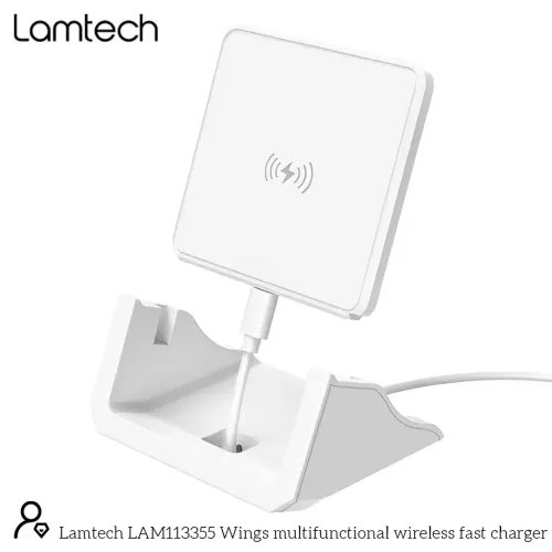 LAMTECH WIRELESS FAST CHARGER 15W WITH STAND WHITE