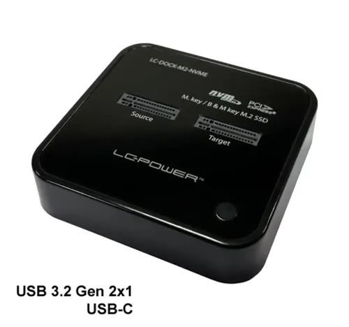 LC-POWER DOCKING STATION FOR TWO NVME-M2 SSD USB3.2