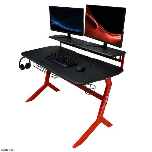 LC-POWER GAMING DESK WITH EXTRA SHELVES BLACKRED