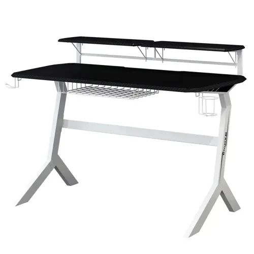 LC-POWER GAMING DESK WITH EXTRA SHELVES BLACKWHITE
