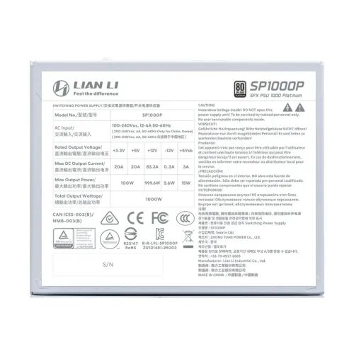 LIANLISP1000PWhite-1000W80PlatinumPSU-10YearsWarranty-12V-2x6-JapaneseCapacitors