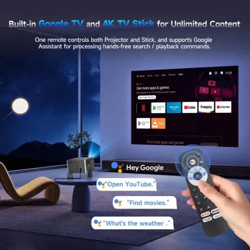 MagcubicHY350GT650ANSIPortableProjectorGoogleTVNative1080P8KInputAutoFocusWiFi