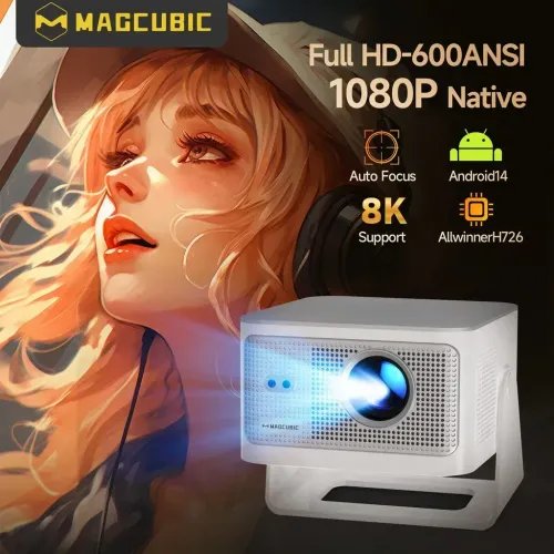 MagcubicHY350MAX600ANSIPortableProjectorAndroid14Native1080P8KInputAutoFocusWiFi