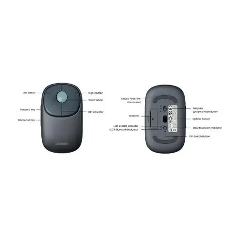 Mouse Wireless 2.4 GHz Bluetooth UGREEN MU102 Blue 90538